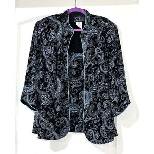 Alex Evenings Black and White Paisley Blazer